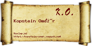Kopstein Omár névjegykártya